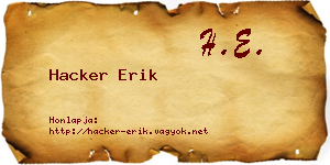Hacker Erik névjegykártya